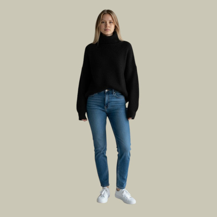 Damski sweter z wysokim kołnierzem – Oversized pulower na zimę