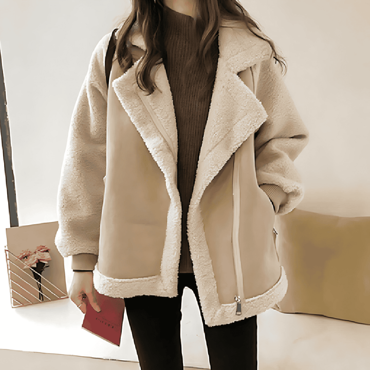 Kurtka Damska Teddy Aviator – Luźna Kurtka na Zamek na Chłodniejsze Dni