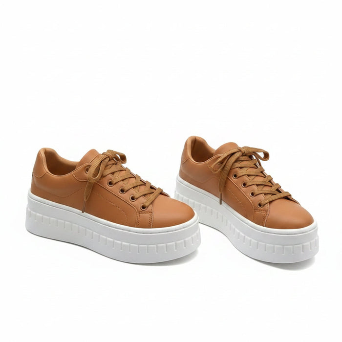 Damskie Sneakersy na Grubej Podeszwie z Wiązaniem