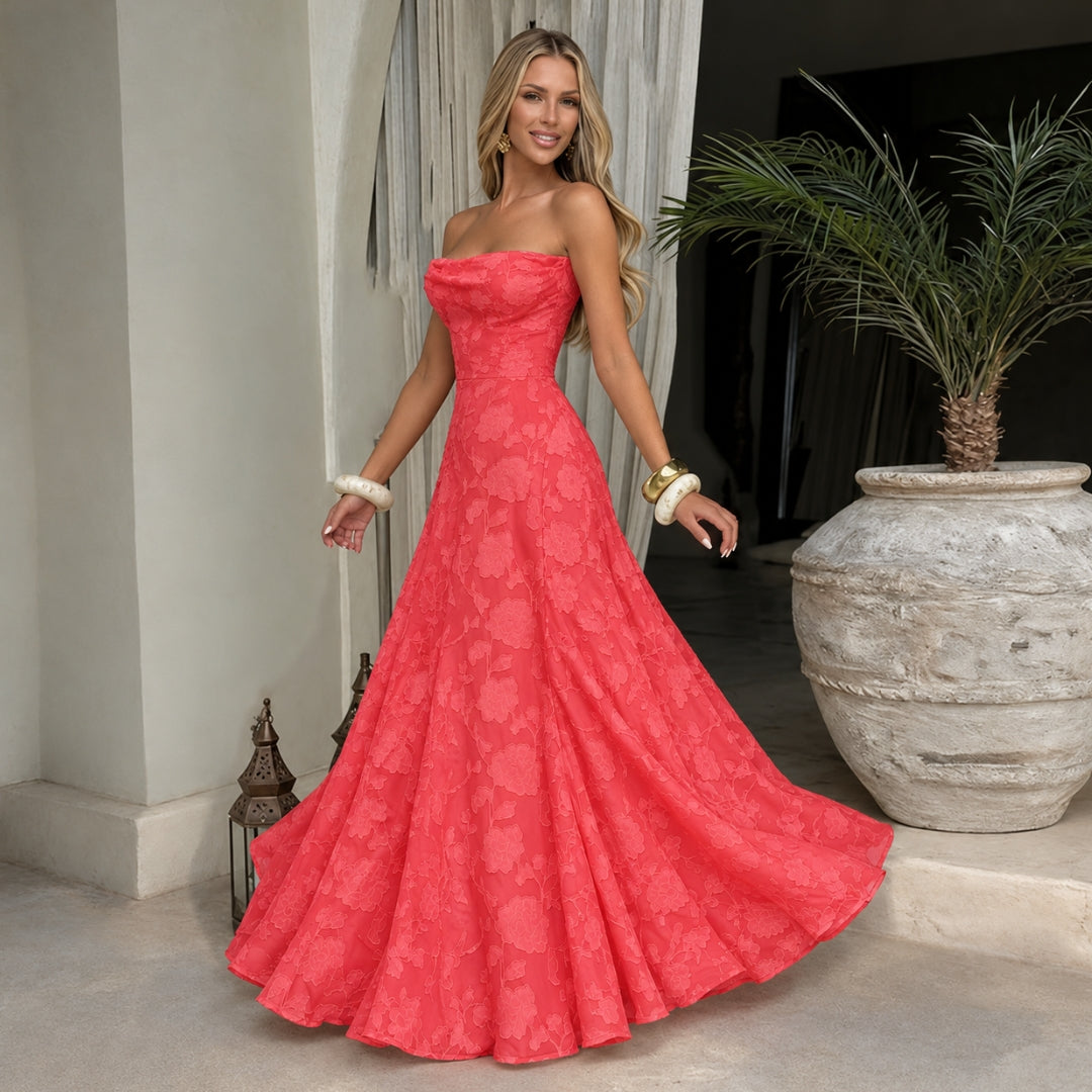 Damska Koronkowa Sukienka Maxi na Wieczór Elegancka Suknia na Formalne Okazje
