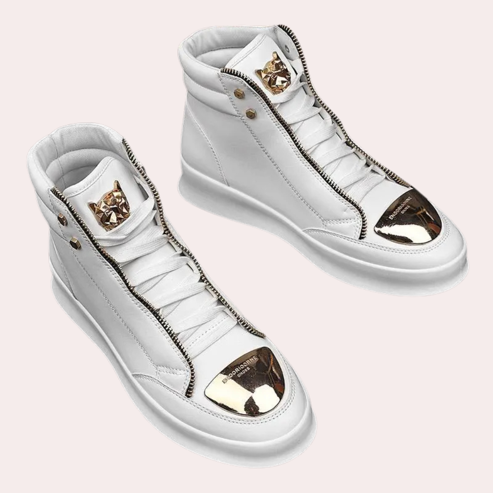 Męskie Sneakersy Wysokie z Metalowym Noskiem, Streetwearowe Trampki
