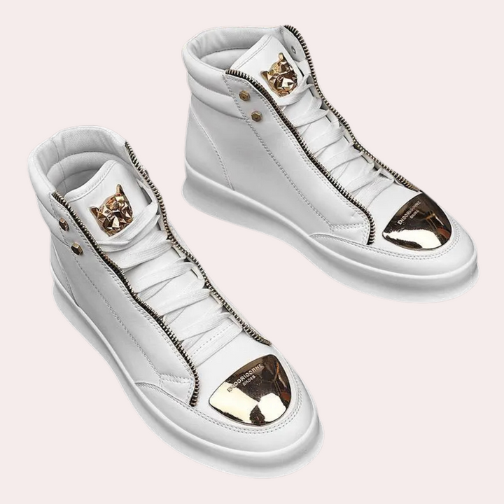 Męskie Sneakersy Wysokie z Metalowym Noskiem, Streetwearowe Trampki