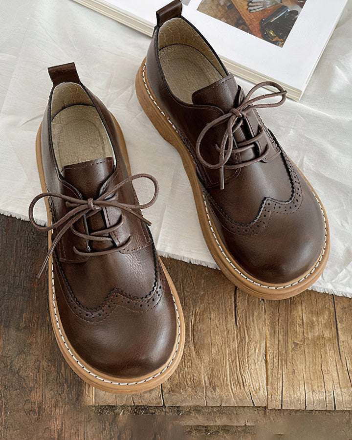 Damskie Retro Oxfordy – Klasyczne Eleganckie Sznurowane Buty Trwałe i Wygodne na Smart Casual