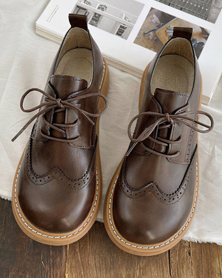 Damskie Retro Oxfordy – Klasyczne Eleganckie Sznurowane Buty Trwałe i Wygodne na Smart Casual