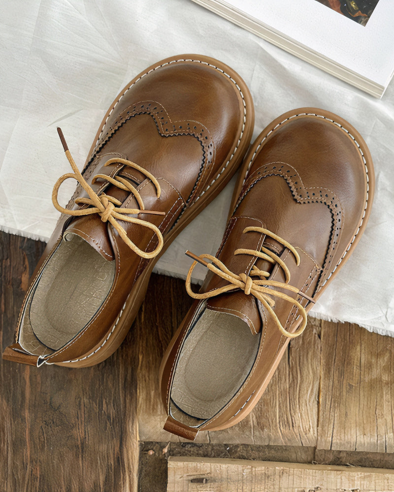 Damskie Retro Oxfordy – Klasyczne Eleganckie Sznurowane Buty Trwałe i Wygodne na Smart Casual