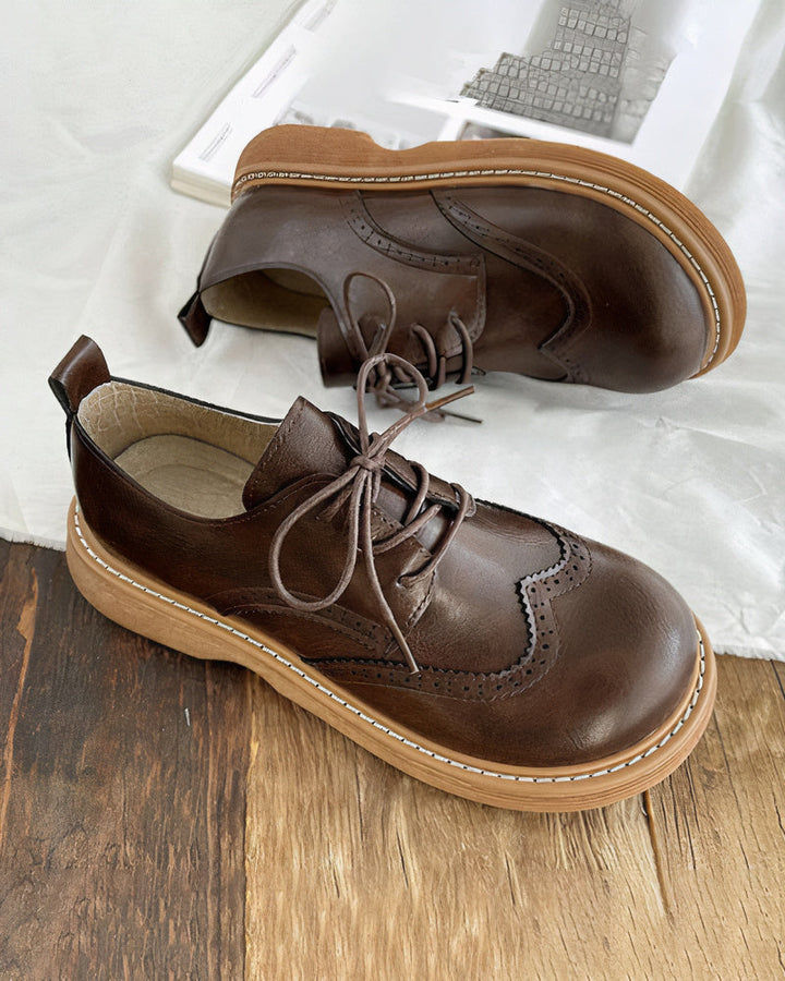 Damskie Retro Oxfordy – Klasyczne Eleganckie Sznurowane Buty Trwałe i Wygodne na Smart Casual