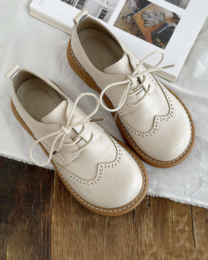 Damskie Retro Oxfordy – Klasyczne Eleganckie Sznurowane Buty Trwałe i Wygodne na Smart Casual
