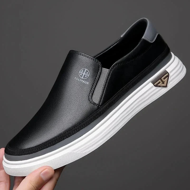 Męskie lekkie skórzane buty wsuwane na co dzień