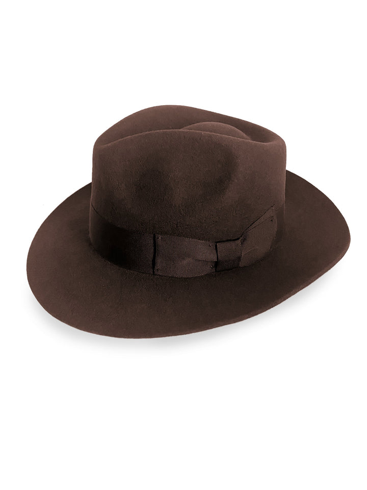 Damski Kapelusz Fedora z Filcu z Ozdobną Wstążką
