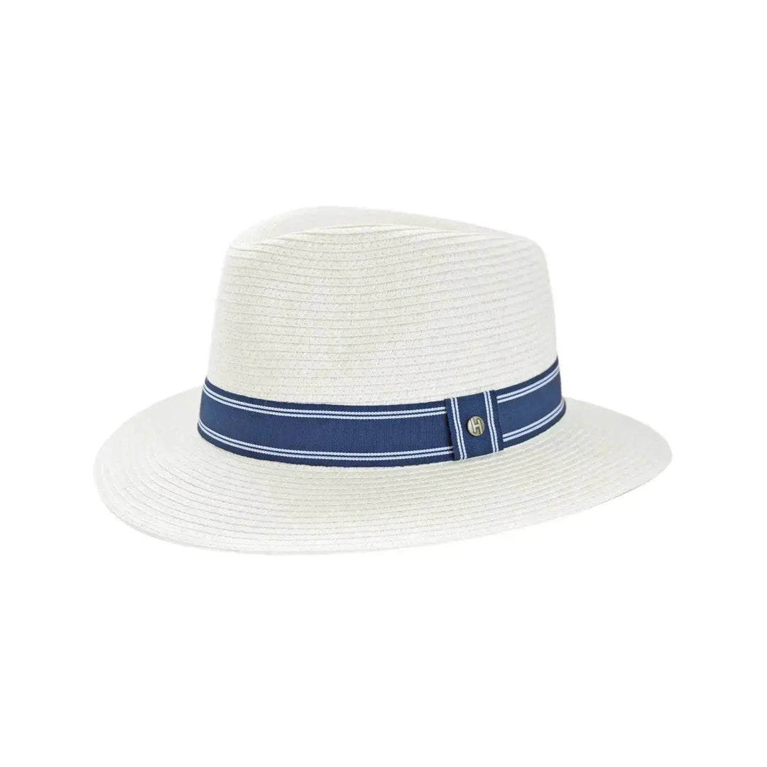 Męski kapelusz fedora z paskiem w paski na lato, idealny do podróży i codziennego stylu