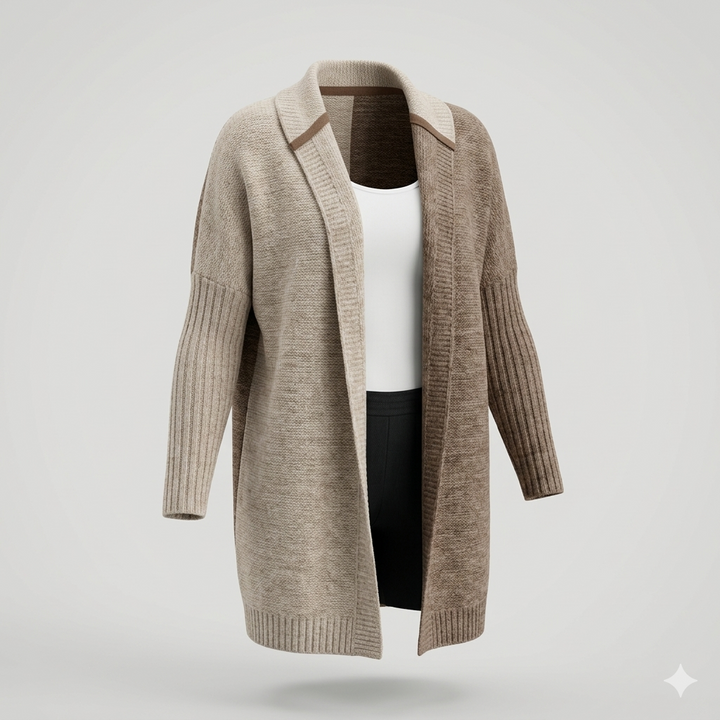 Damski kardigan z kapturem w stylu patchwork – Stylowy, casualowy, komfortowy, ciepły sweter do codziennego noszenia