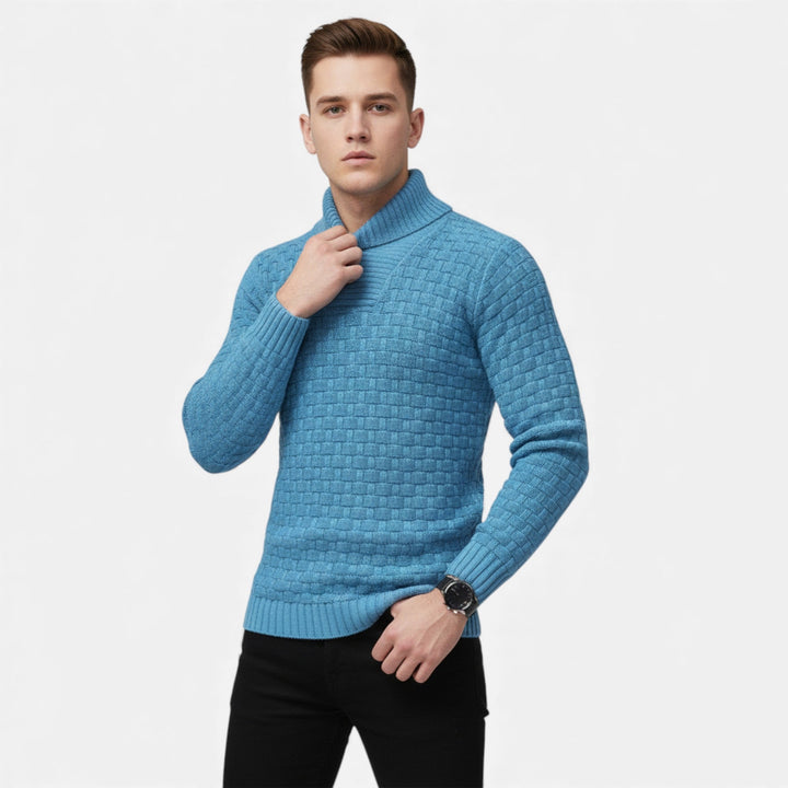 Valmonti | Męski sweter z golfem i guzikami – Slim Knit Sweater