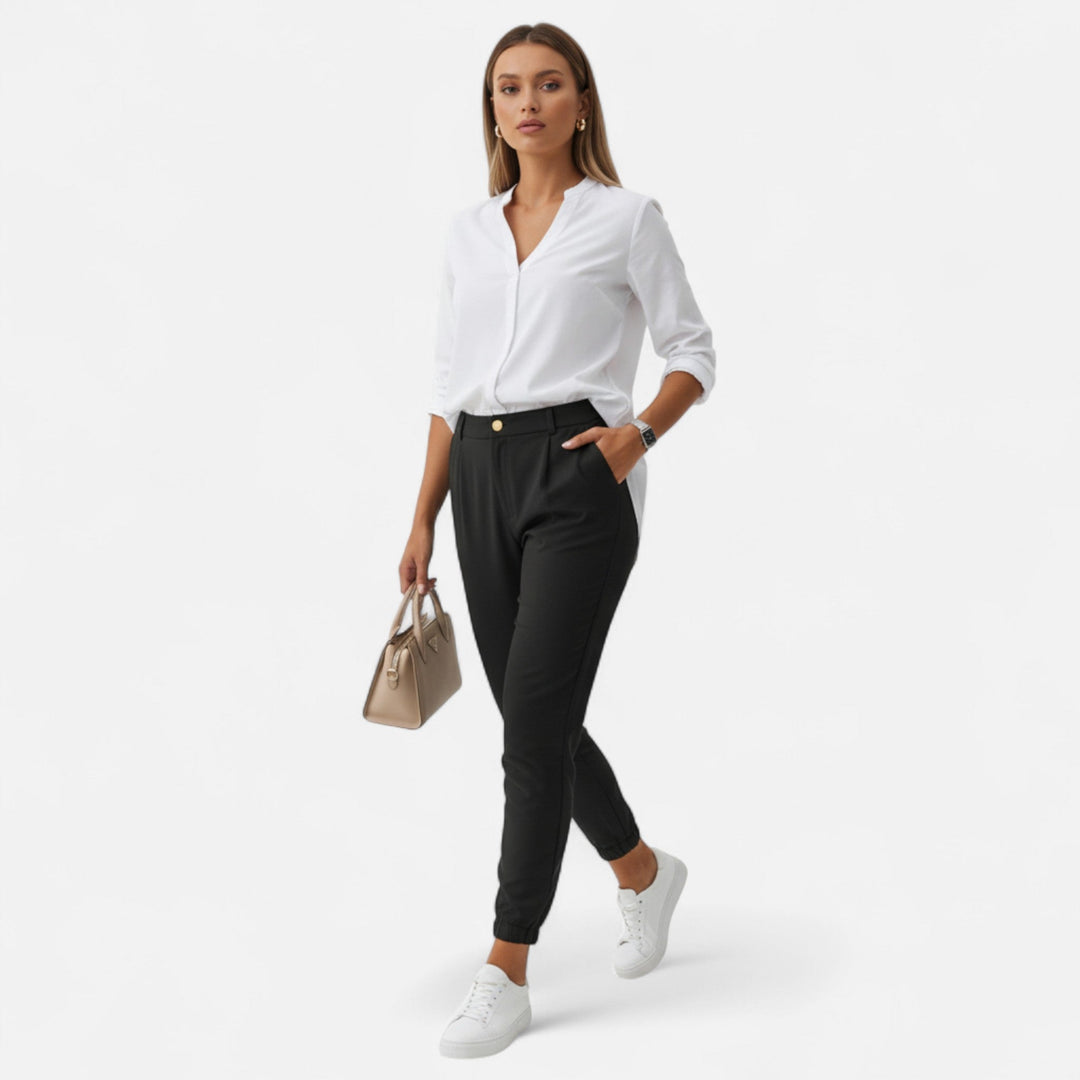 Valmonti | Spodnie Damskie – Elegancja w Wysokim Talii i Slim-Fit