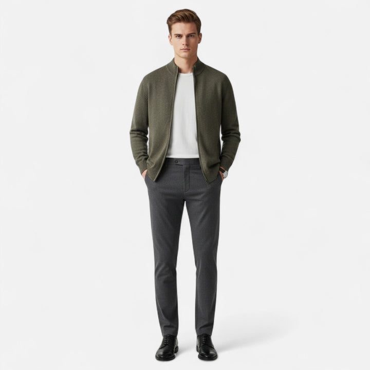 Valmonti | Męski kardigan – Elegancja z zamkiem z wełny merino