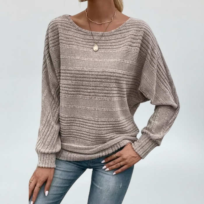 Kobiecy sweter z teksturowanym splotem, luźne rękawy typu batwing