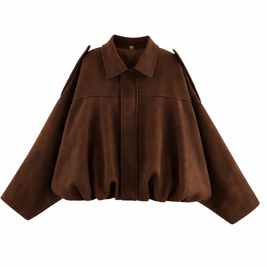 Damska Oversized Kurtka Bomber – Luźna warstwa z kołnierzem koszulowym na jesień i zimę