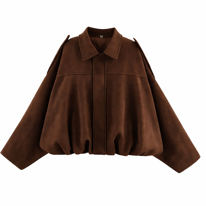 Damska Oversized Kurtka Bomber – Luźna warstwa z kołnierzem koszulowym na jesień i zimę