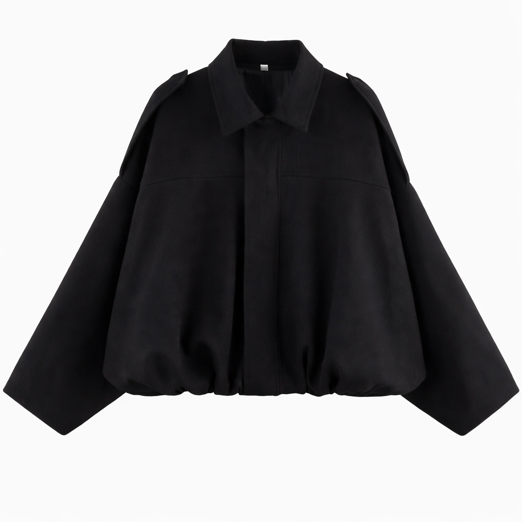 Damska Oversized Kurtka Bomber – Luźna warstwa z kołnierzem koszulowym na jesień i zimę