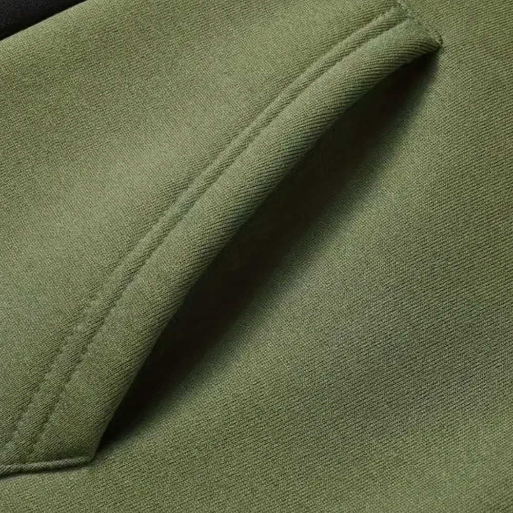 Męska Bluza z Kapturem z Kontrastowym Panelem, Luźna, Casual Streetwear, Sweter