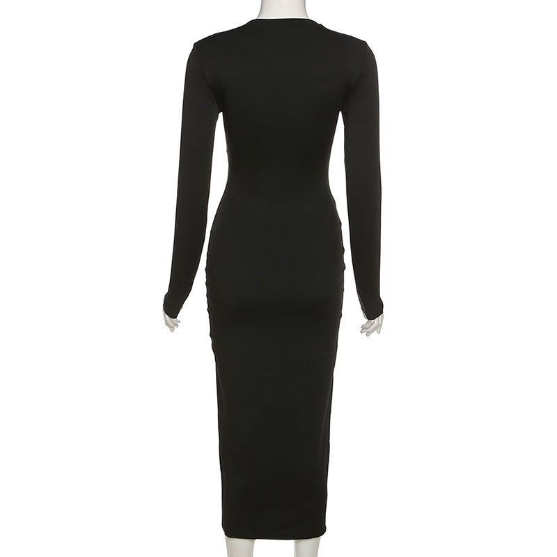 Sukienka Maxi Bodycon dla kobiet z Krzyżowym Dekoltem – Elegancka Odzież na Wieczór i Okazje
