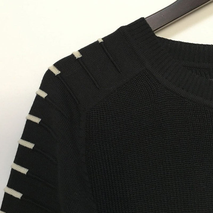 Męski sweter slim z dzianiny z nadrukowanymi rękawami raglanowymi
