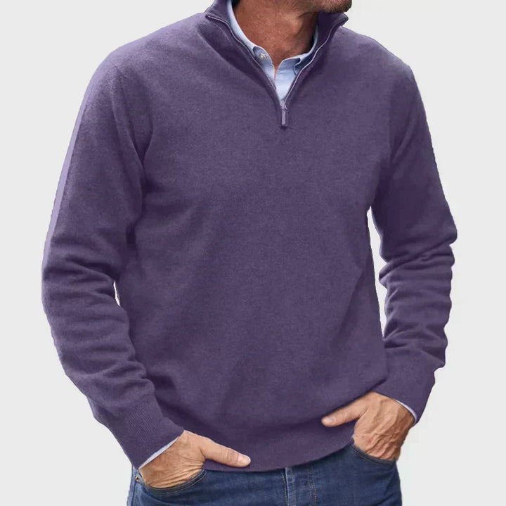 Męski sweter z kołnierzem typu quarter-zip – Elegancka warstwa na smart casualowe jesienne stylizacje