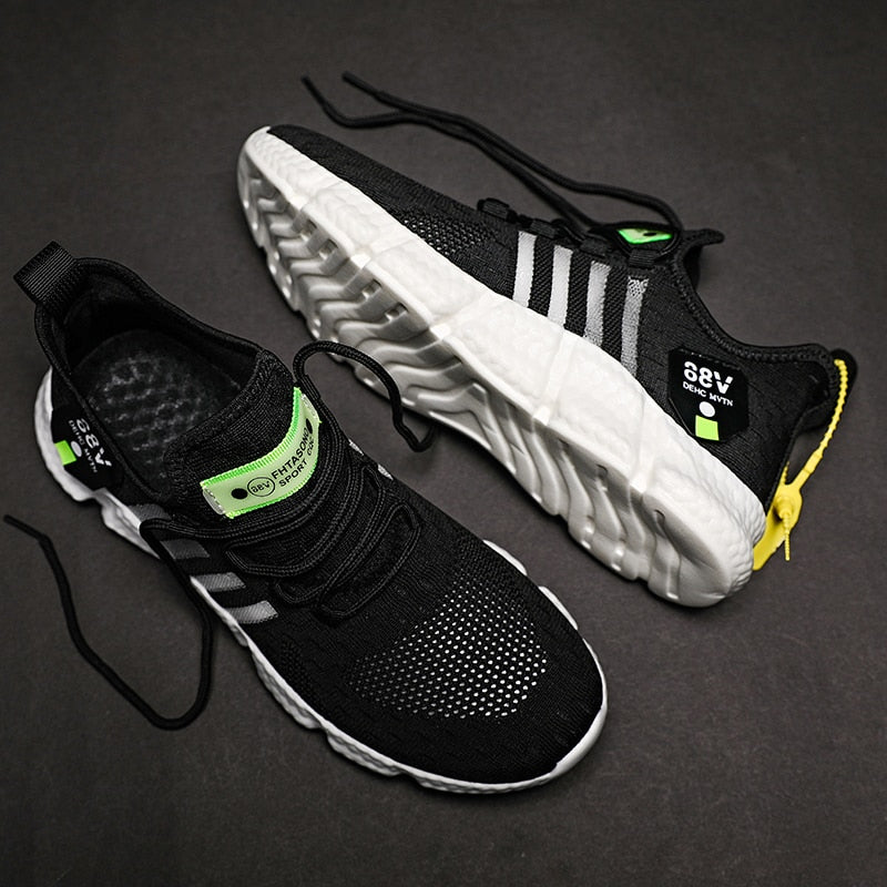 Męskie lekkie buty do biegania, oddychająca siateczka, sznurowane, amortyzowane trampki sportowe