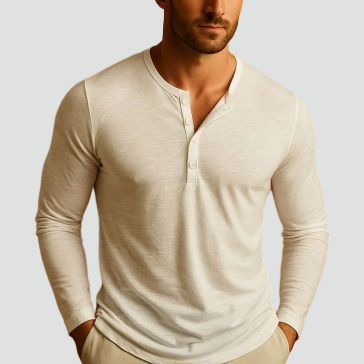 Męska koszula Henley z długim rękawem w slim fit