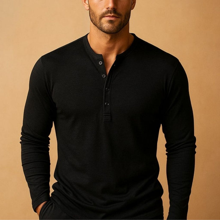 Męska koszula Henley z długim rękawem w slim fit
