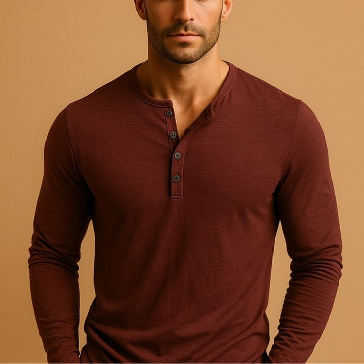 Męska koszula Henley z długim rękawem w slim fit
