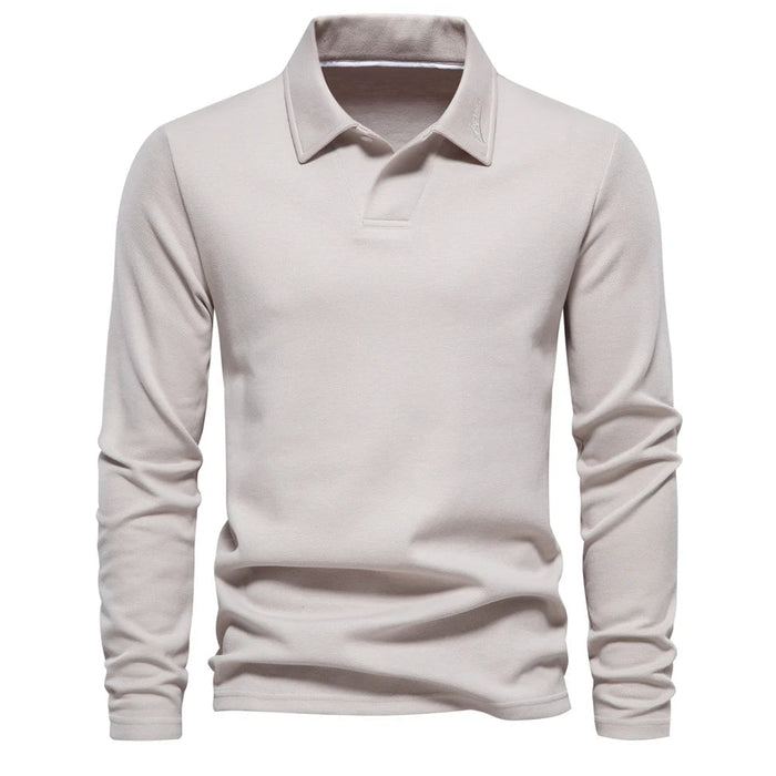 Męska koszulka polo z długim rękawem – Wyrafinowany top z otwartym kołnierzem do biura i na smart casual