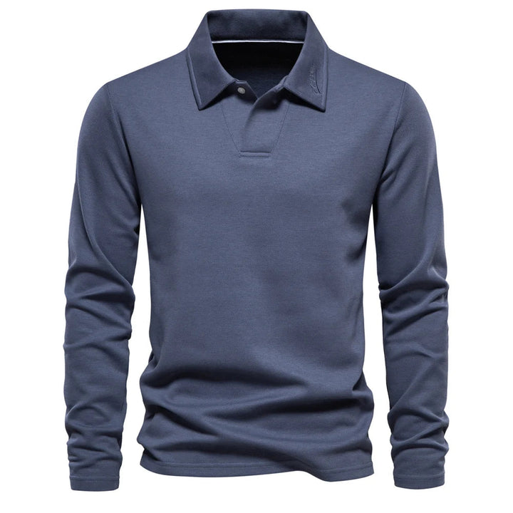 Męska koszulka polo z długim rękawem – Wyrafinowany top z otwartym kołnierzem do biura i na smart casual