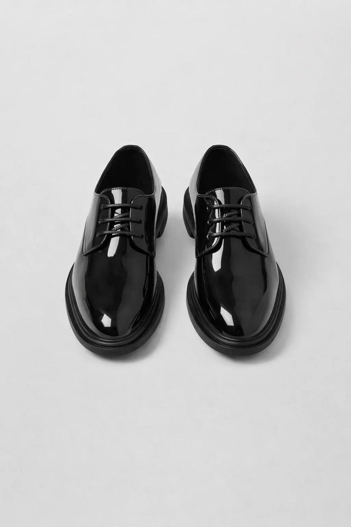 Męskie buty derby, zaokrąglony nos, warstwowa podeszwa