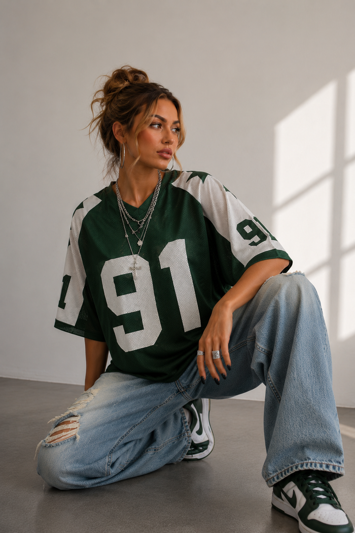 Damska koszulka z jerseyu w oversize&