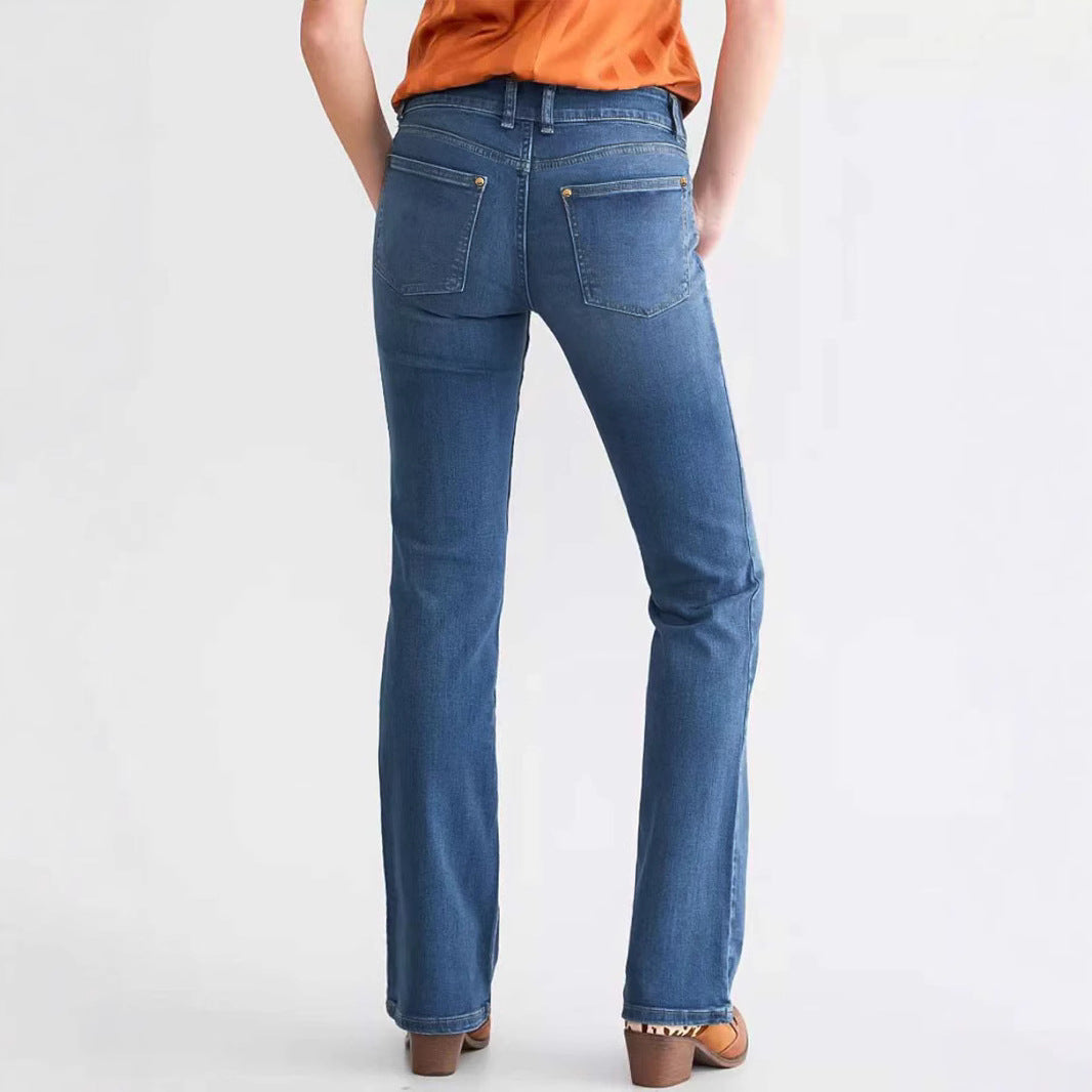 Damskie Jeansy Bootcut z Stretchu – Slim Fit na Co Dzień, Idealne na Każdą Porę Roku