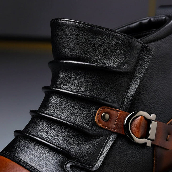 Męskie ręcznie robione skórzane buty na klamrę – strukturalny styl za kostkę do smart casual i weekendowych stylizacji