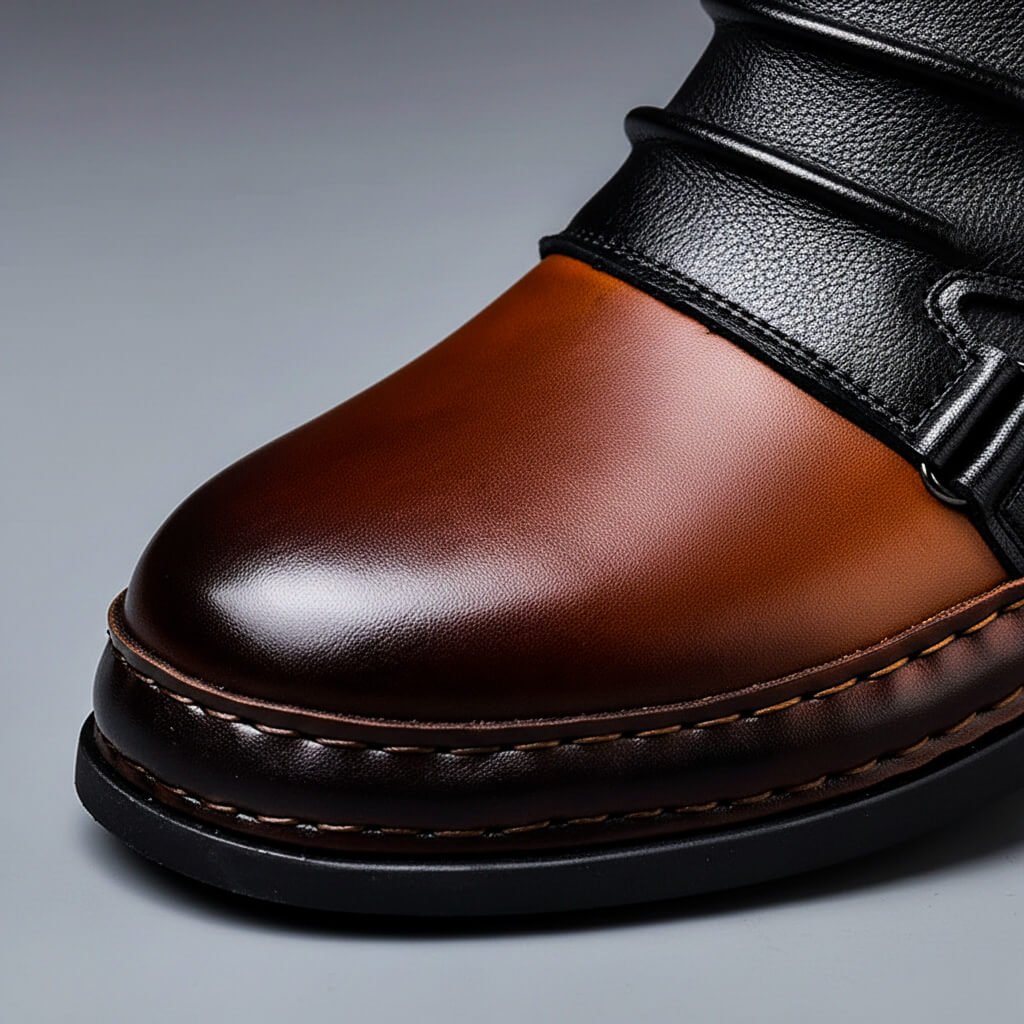 Męskie ręcznie robione skórzane buty na klamrę – strukturalny styl za kostkę do smart casual i weekendowych stylizacji