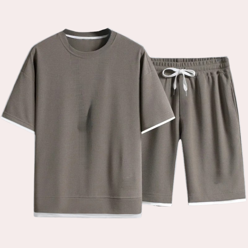 Męski Dwuczęściowy Zestaw Lounge Minimalistyczny T-Shirt i Szorty
