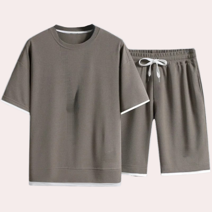Męski Dwuczęściowy Zestaw Lounge Minimalistyczny T-Shirt i Szorty