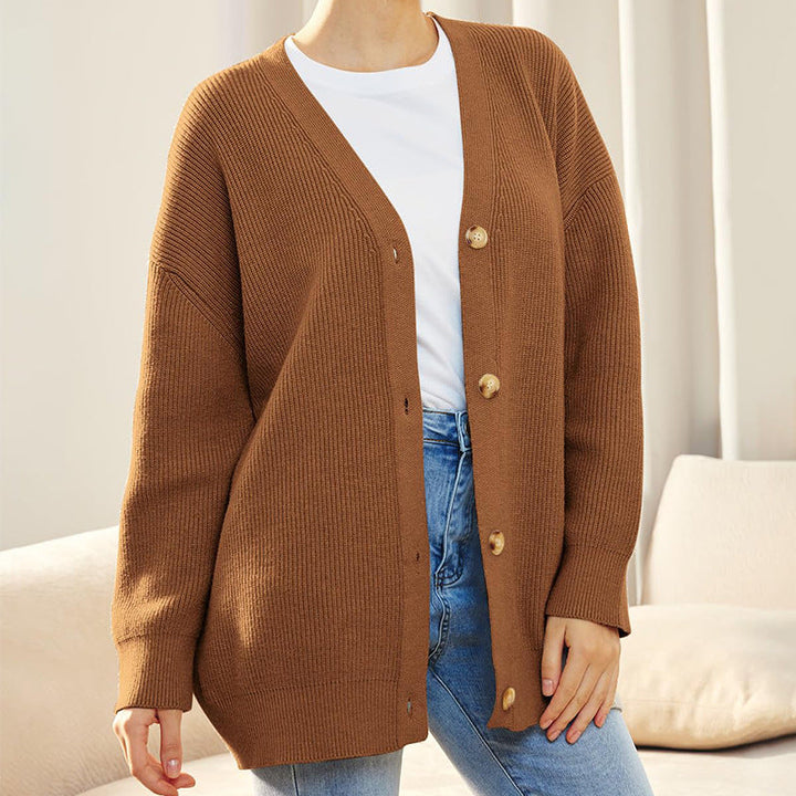 Damski Oversized Sweter Kardigan – Miękka Warstwa Z Guzikami na Przodzie na Biuro i Relaksujące Dni