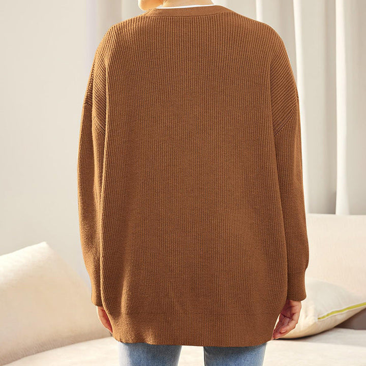 Damski Oversized Sweter Kardigan – Miękka Warstwa Z Guzikami na Przodzie na Biuro i Relaksujące Dni