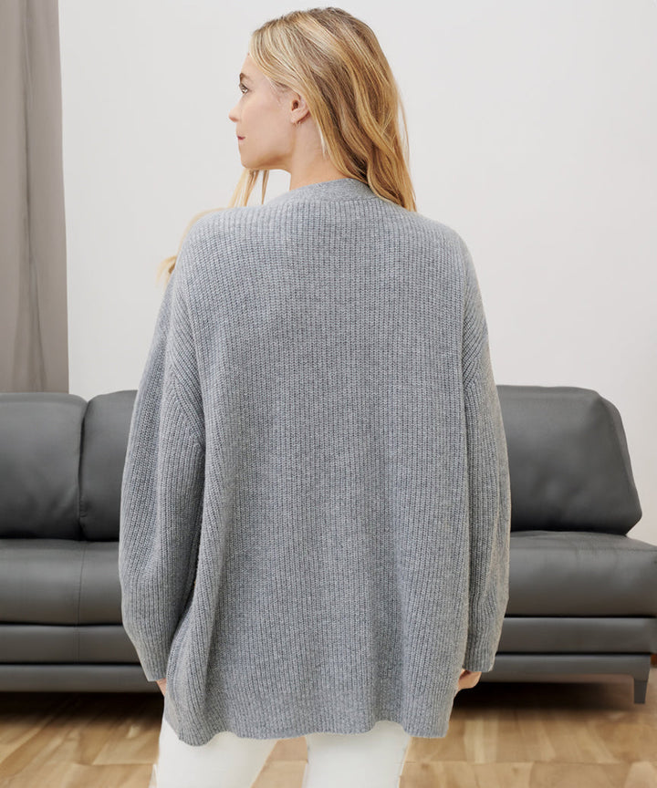 Damski Oversized Sweter Kardigan – Miękka Warstwa Z Guzikami na Przodzie na Biuro i Relaksujące Dni