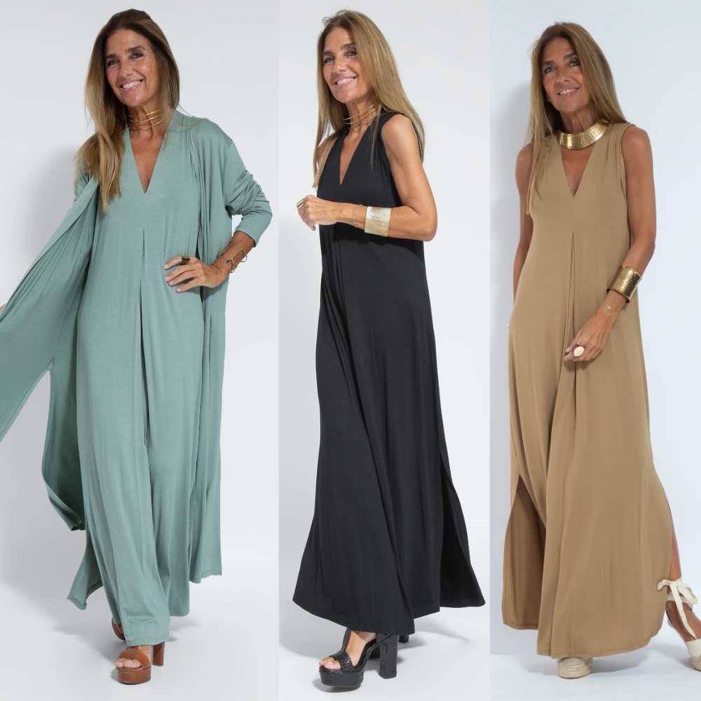 Zestaw sukienki maxi i kardiganu dla kobiet – Elegancki dwuczęściowy strój do pracy i na smart casual