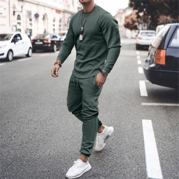 Męski jesienny dres slim fit, wygodny zestaw sportowy, casualowy strój do joggingu