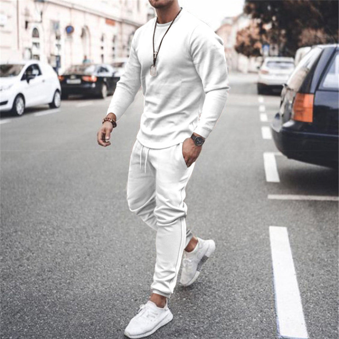 Męski jesienny dres slim fit, wygodny zestaw sportowy, casualowy strój do joggingu