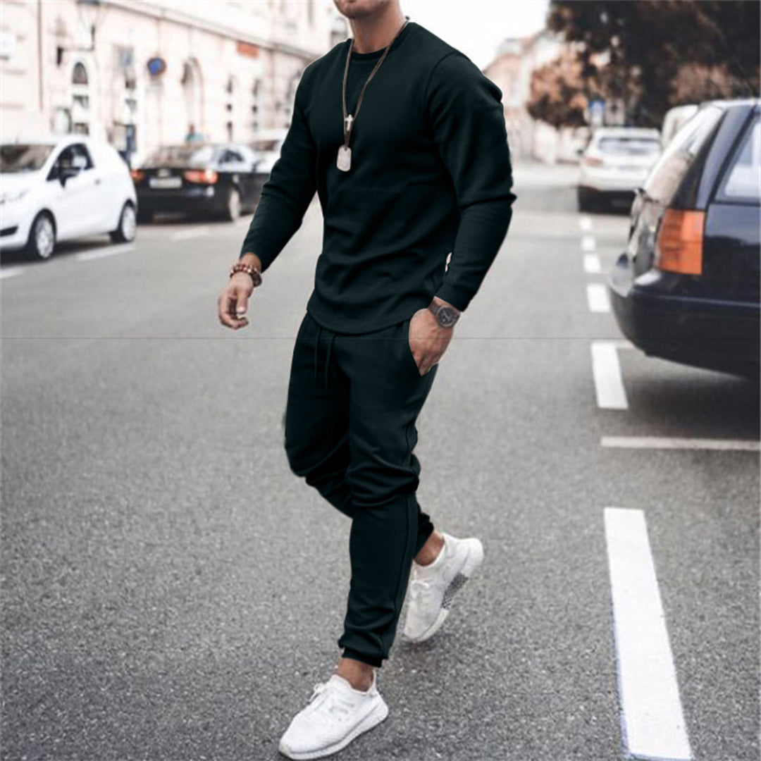 Męski jesienny dres slim fit, wygodny zestaw sportowy, casualowy strój do joggingu