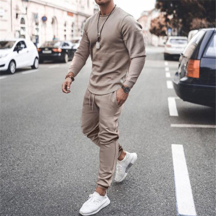 Męski jesienny dres slim fit, wygodny zestaw sportowy, casualowy strój do joggingu