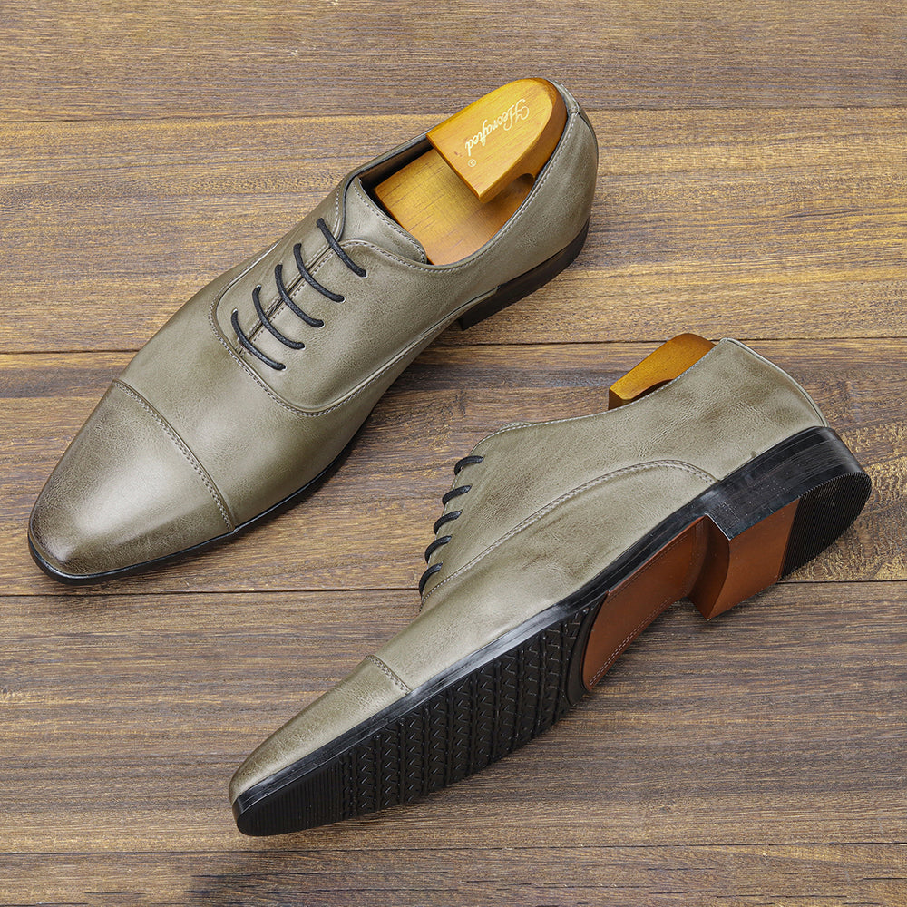 Męskie skórzane buty Oxford – Lace-Up z noskiem dla biura i formalnych okazji