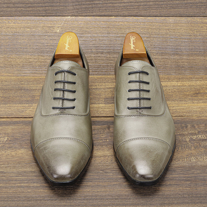 Męskie skórzane buty Oxford – Lace-Up z noskiem dla biura i formalnych okazji