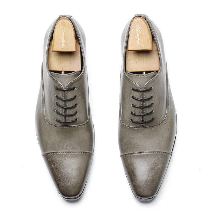Męskie skórzane buty Oxford – Lace-Up z noskiem dla biura i formalnych okazji